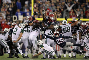 Jets-Pats Field Goal Block